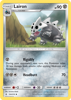 Uncommon Pokémon card Lairon 124/214 from Unbroken Bonds expansion