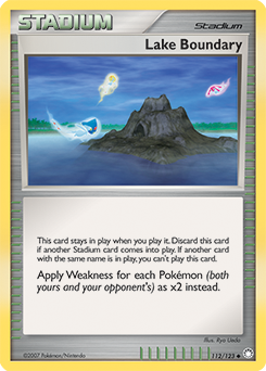Uncommon Pokémon card Lake Boundary 112/123 from Mysterious Treasures expansion