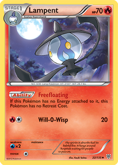Uncommon Pokémon card Lampent 22/135 from Plasma Storm expansion