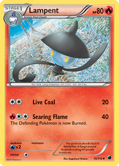 Lampent 15/116 Pokémon card from Plasma Freeze for sale at best price