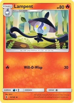 Uncommon Pokémon card Lampent 12/145 from Guardians Rising expansion