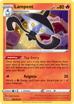 Uncommon Pokémon card Lampent 32/192 from Rebel Clash expansion