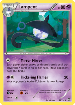 Uncommon Pokémon card Lampent 49/114 from Steam Siege expansion
