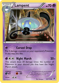 Uncommon Pokémon card Lampent 42/119 from Phantom Forces expansion