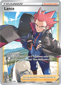 Full Art Trainer Pokémon card Lance 192/195 from Silver Tempest expansion