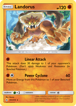Landorus 103/214 Pokémon card from Unbroken Bonds for sale at best price