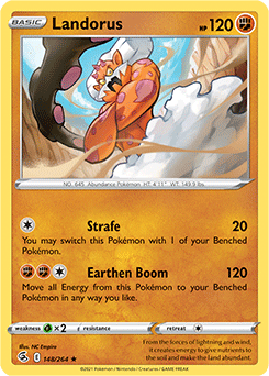 Rare Holo Pokémon card Landorus 148/264 from Fusion Strike expansion