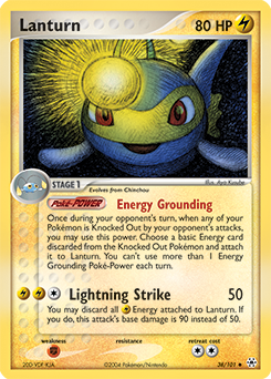 Uncommon Pokémon card Lanturn 38/101 from Ex Hidden Legends expansion