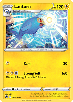 Uncommon Pokémon card Lanturn 052/195 from Silver Tempest expansion