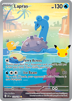 Illustration rare Pokémon card Lapras 131/128 from 30th Celebration expansion