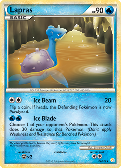 Rare Pokémon card Lapras 24/123 from HeartGold SoulSilver expansion