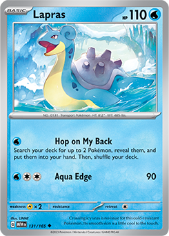 Uncommon Pokémon card Lapras 131/165 from 151 expansion
