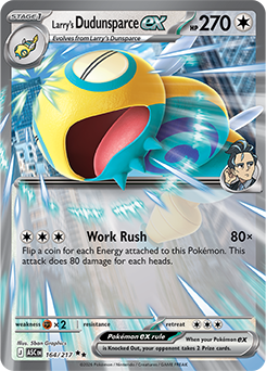 Double rare Pokémon card Larry's Dudunsparce ex 164/217 from Ascended Heroes expansion