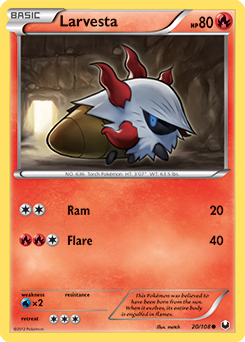 Larvesta 20/108 Pokémon card from Dark Explorers for sale at best price