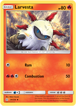 Larvesta 34/236 Pokémon card from Cosmic Eclipse for sale at best price