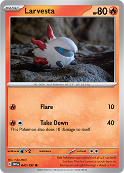 Larvesta 40/197 Pokémon card from Obsidian Flames for sale at best price