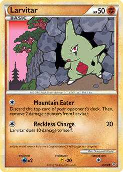 Common Pokémon card Larvitar 50/95 from Unleashed expansion