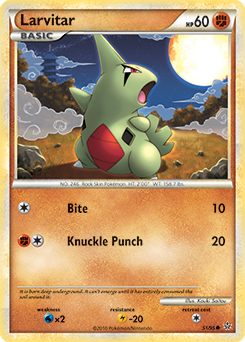 Common Pokémon card Larvitar 51/95 from Unleashed expansion