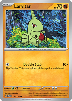 Common Pokémon card Larvitar 110/193 from Paldea Evolved expansion