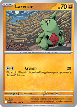 Common Pokémon card Larvitar 80/159 from Journey Together expansion
