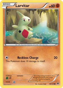 Common Pokémon card Larvitar 40/124 from Fates Collide expansion