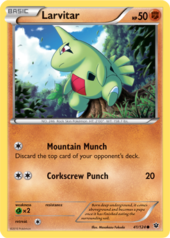 Common Pokémon card Larvitar 41/124 from Fates Collide expansion
