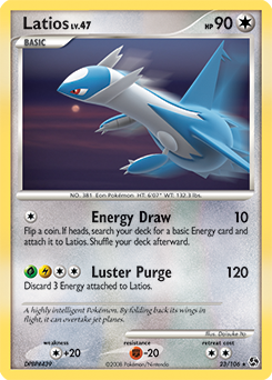 Rare Pokémon card Latios 23/106 from Great Encounters expansion