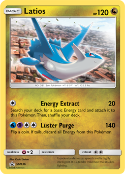Promo Pokémon card Latios SM136 from Sun and Moon Promos expansion