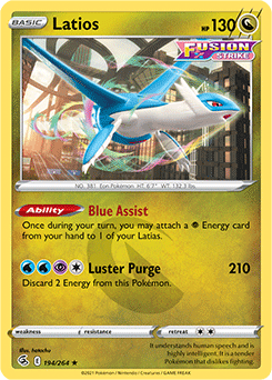 Rare Pokémon card Latios 194/264 from Fusion Strike expansion
