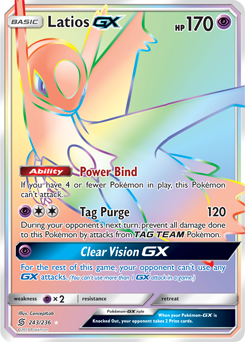 Secret Rainbow GX Pokémon card Latios GX 243/236 from Unified Minds expansion