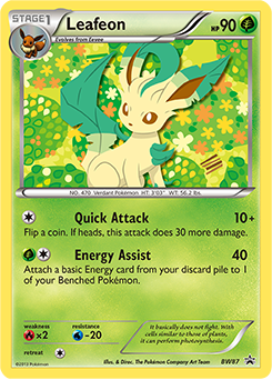 Promo Pokémon card Leafeon BW87 from Back & White Promos expansion