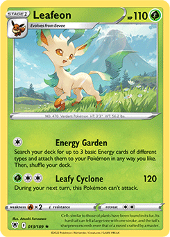 Rare Pokémon card Leafeon 013/189 from Astral Radiance expansion