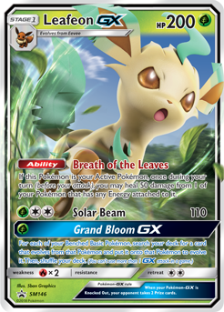 Promo Pokémon card Leafeon GX SM146 from Sun and Moon Promos expansion
