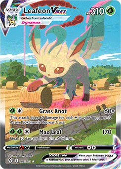 Rainbow VMAX Pokémon card Leafeon VMAX 205/203 from Evolving Skies expansion