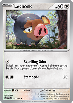 Common Pokémon card Lechonk 154/198 from Scarlet & Violet expansion