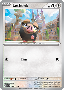 Common Pokémon card Lechonk 139/159 from Journey Together expansion