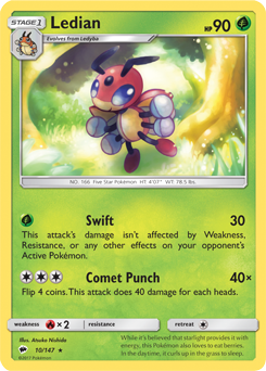 Ledian 10/147 Pokémon card from Burning Shadows for sale at best price