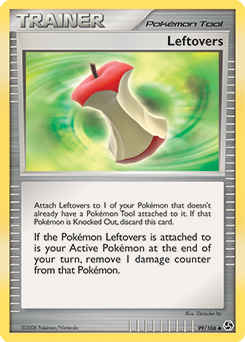 Uncommon Pokémon card Leftovers 99/106 from Great Encounters expansion