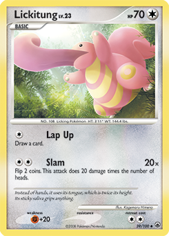 Uncommon Pokémon card Lickitung 39/100 from Majestic Dawn expansion