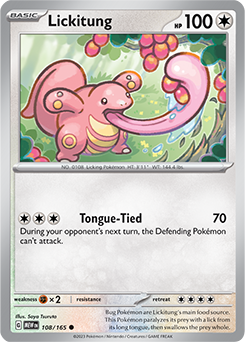 Common Pokémon card Lickitung 108/165 from 151 expansion