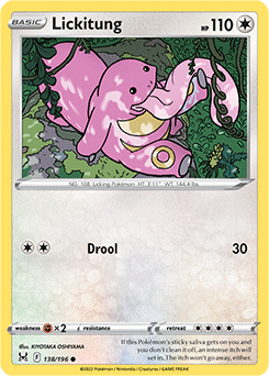 Common Pokémon card Lickitung 138/196 from Lost Origin expansion