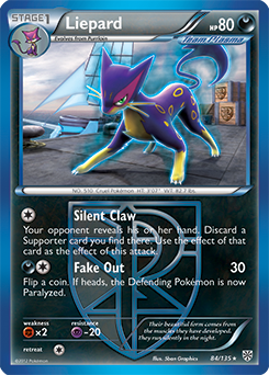 Rare Pokémon card Liepard 84/135 from Plasma Storm expansion