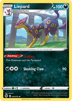Uncommon Pokémon card Liepard 040/073 from Champion s Path expansion