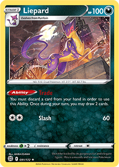 Rare Pokémon card Liepard 091/172 from Brilliant Stars expansion