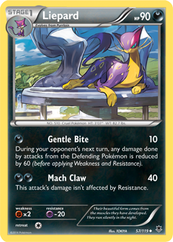 Uncommon Pokémon card Liepard 57/119 from Phantom Forces expansion