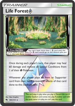 Prism Star Pokémon card Life Forest 180/214 from Lost Thunder expansion