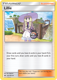 Uncommon Pokémon card Lillie 122/149 from Sun & Moon expansion