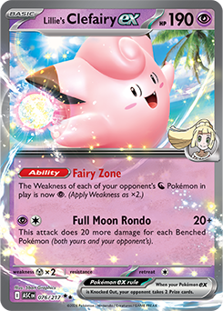 Carte Pokémon Double rare Mélofée ex de Lilie 76/217 de la série Héros Transcendants