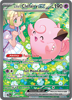 Special illustration rare Pokémon card Lillie's Clefairy ex 184/159 from Journey Together expansion