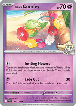 Common Pokémon card Lillie's Comfey 68/159 from Journey Together expansion